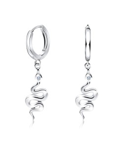 Snake Shaped CZ Silver Huggies Earring HO-2422